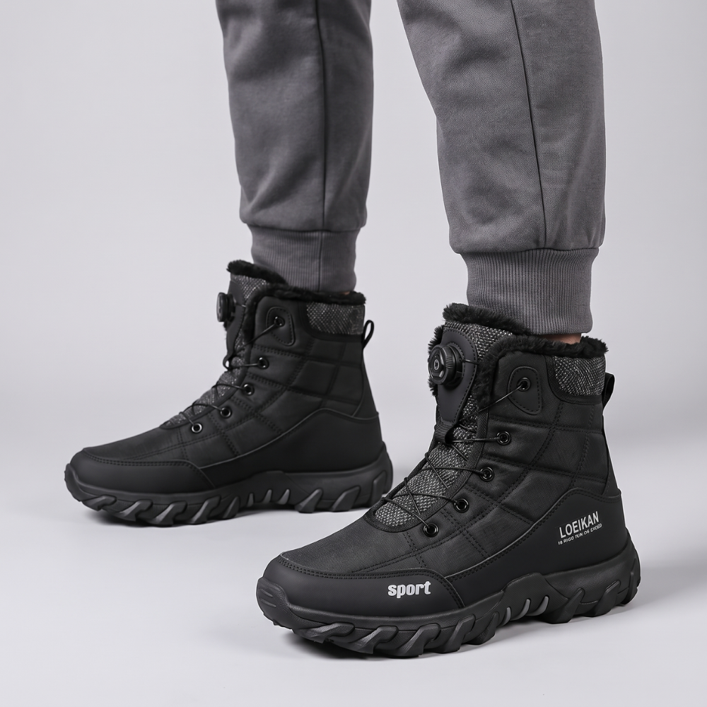 Darnley | Men's Waterproof Winter Snow Boots Black Sherpa Lined