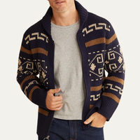 Marlon | Button Up Jacquard Knit Shawl Collar Cardigan
