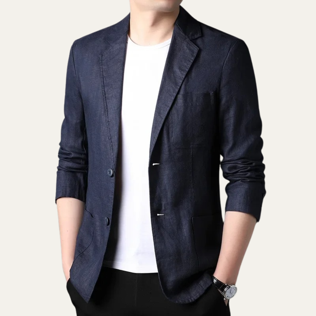 Davenport linen blazer Navy Blue