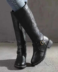 Maeve | Buckle Leather Knee High Boots