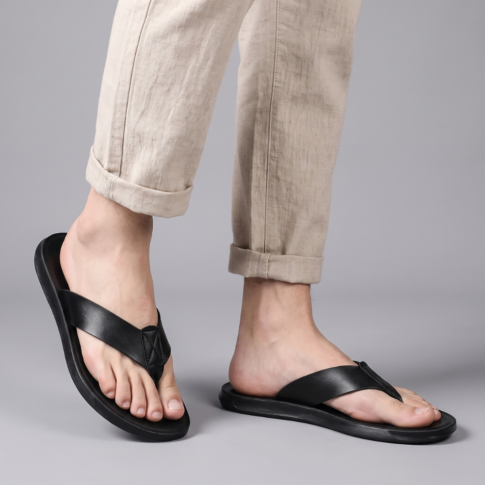 Klaus | Casual Beach Leather Flip Flops