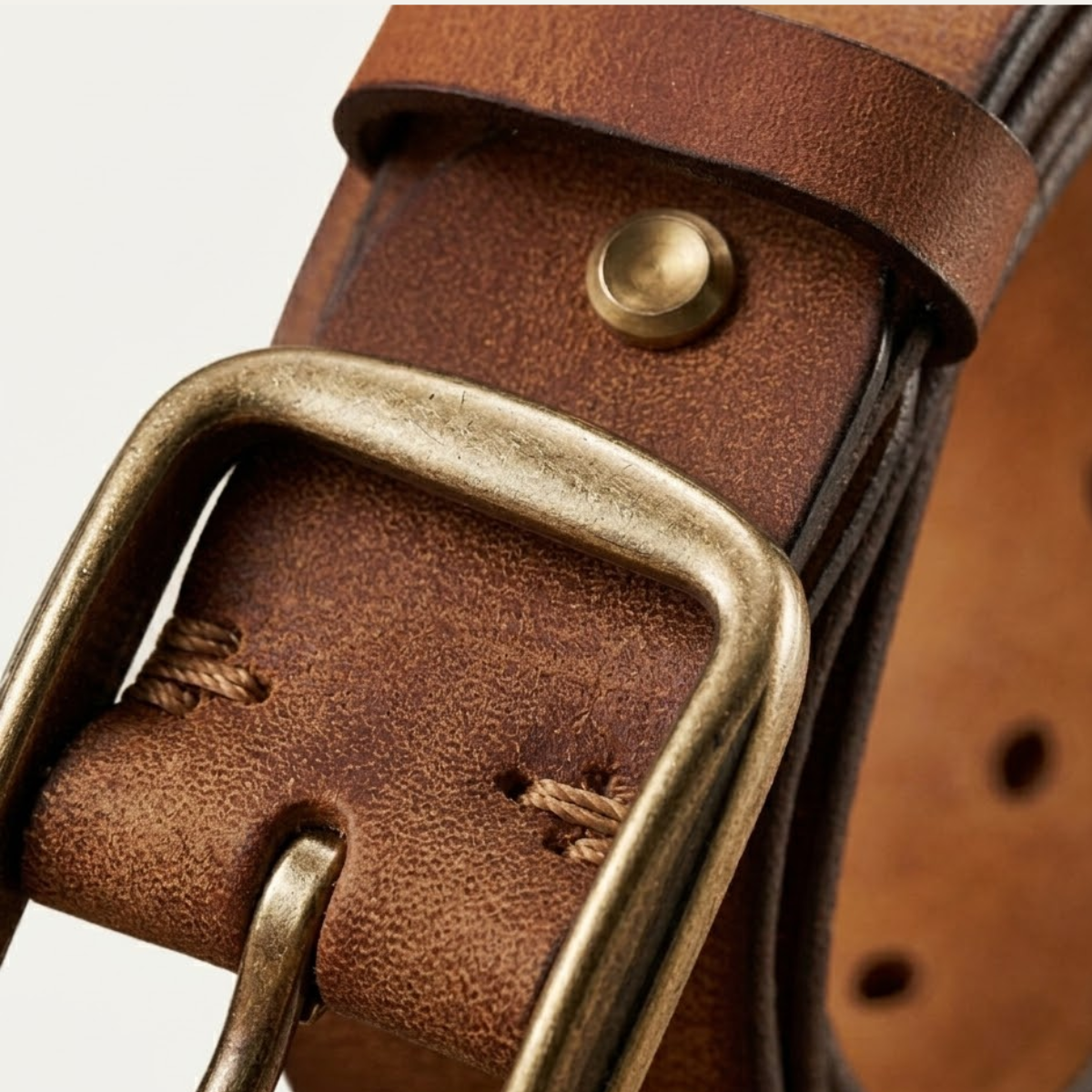 Elton | Thick Cowhide Leather Belt with Metal Pin Buckle