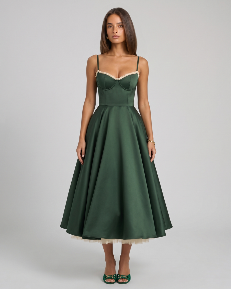 Celestina | Corset-Style Sleeveless Midi Dress