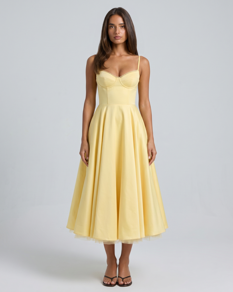 Celestina | Corset-Style Sleeveless Midi Dress