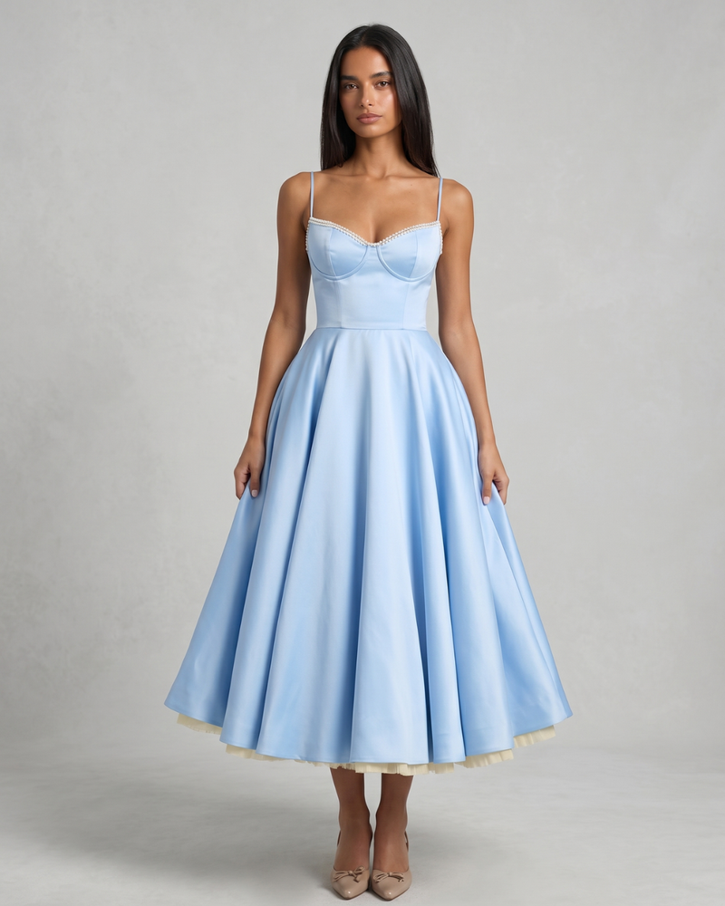 Celestina | Corset-Style Sleeveless Midi Dress