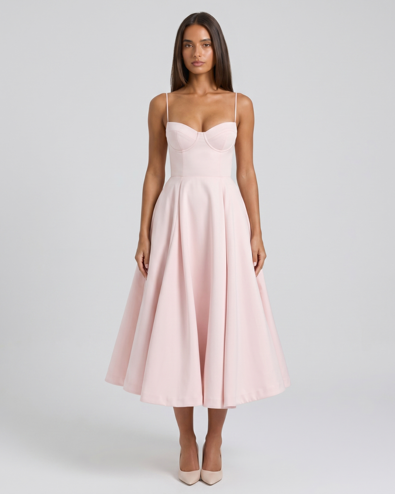 Celestina | Corset-Style Sleeveless Midi Dress