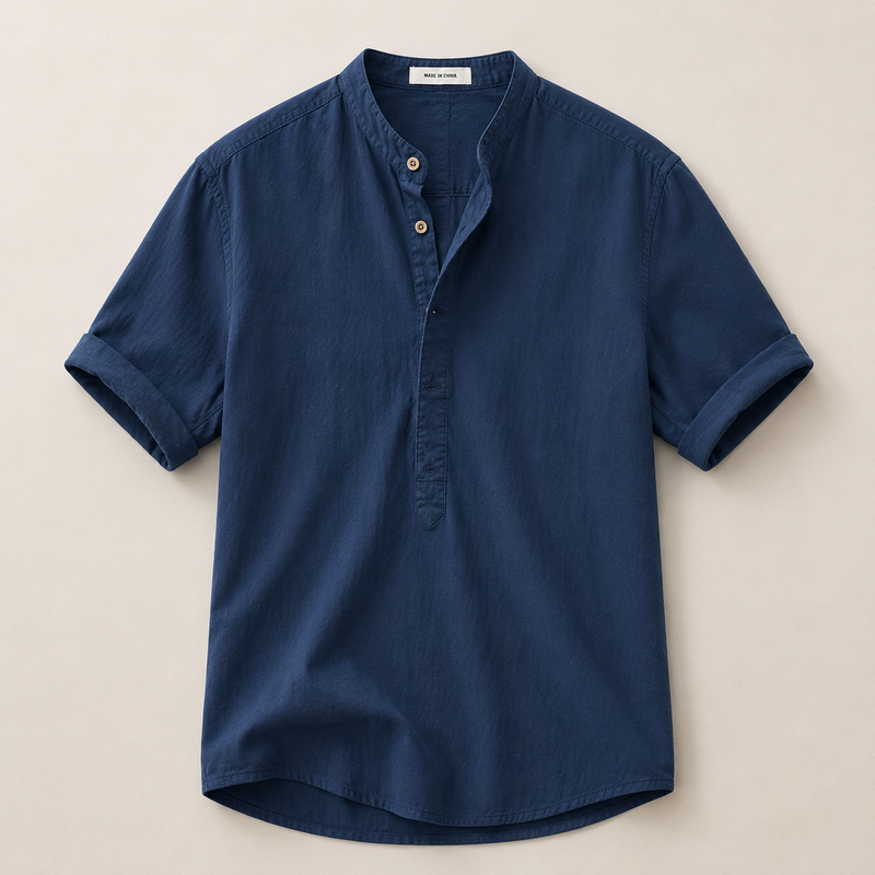 Caleb | Casual Linen Blend Short Sleeve Shirt