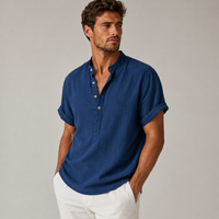 Caleb | Casual Linen Blend Short Sleeve Shirt