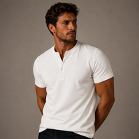 Adrian | Casual Henley Short Sleeve Polo Shirt