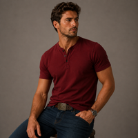 Adrian | Casual Henley Short Sleeve Polo Shirt