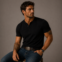 Adrian | Casual Henley Short Sleeve Polo Shirt