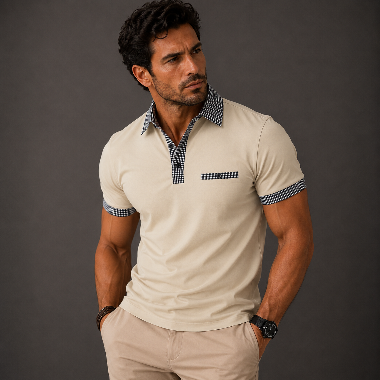 Miles | Contrast Collar Short Sleeve Polo Shirt