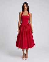 Elisabetta | Lace-Up Boned Midi Dress