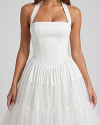 Elisabetta | Lace-Up Boned Midi Dress