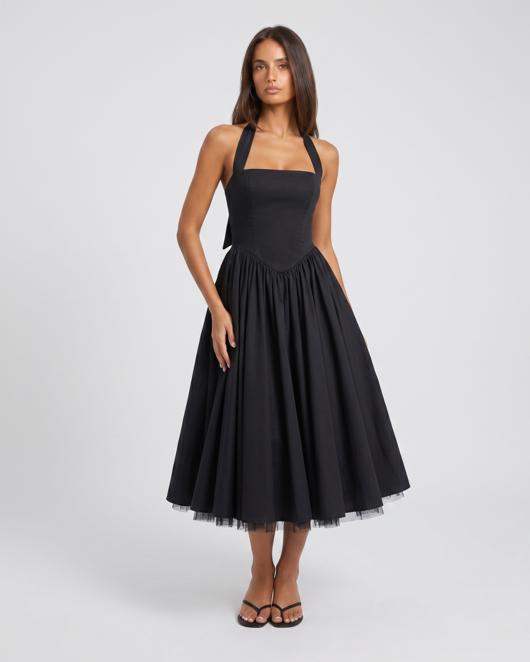 Elisabetta | Lace-Up Boned Midi Dress
