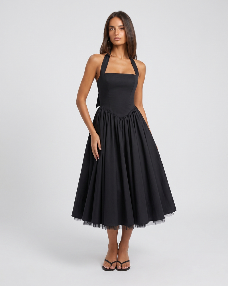 Elisabetta | Lace-Up Boned Midi Dress