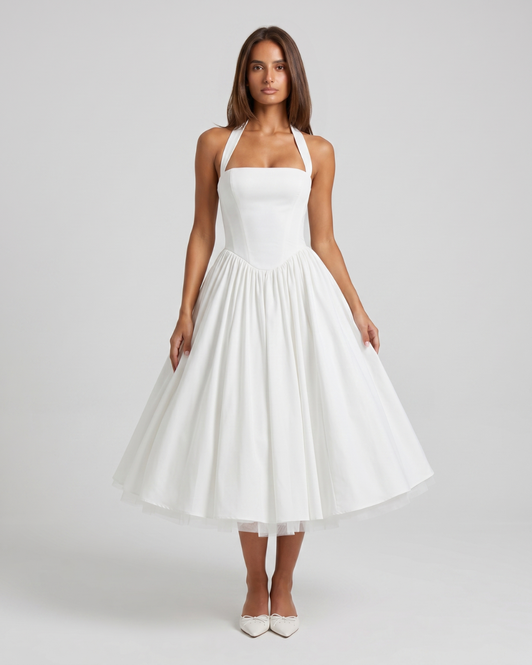 Elisabetta | Lace-Up Boned Midi Dress