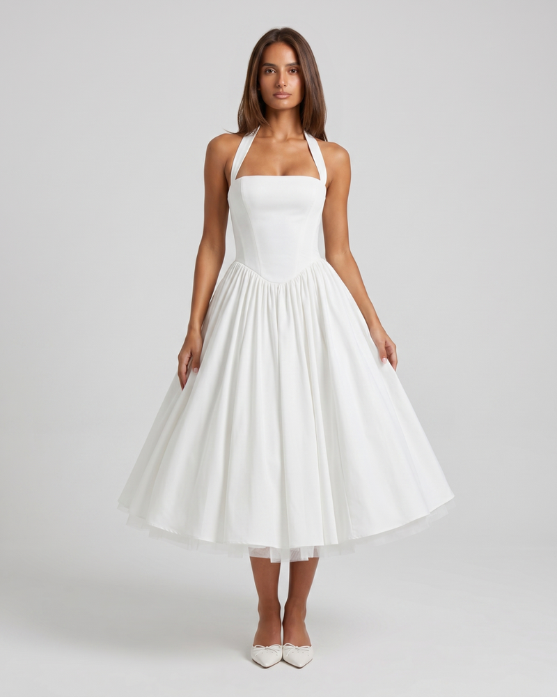 Elisabetta | Lace-Up Boned Midi Dress