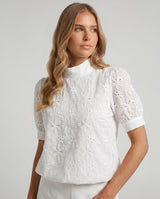 Olympe | Women's White Embroidered Blouson Top