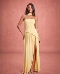 Violet | Satin-Feel Halter Neck Maxi Dress