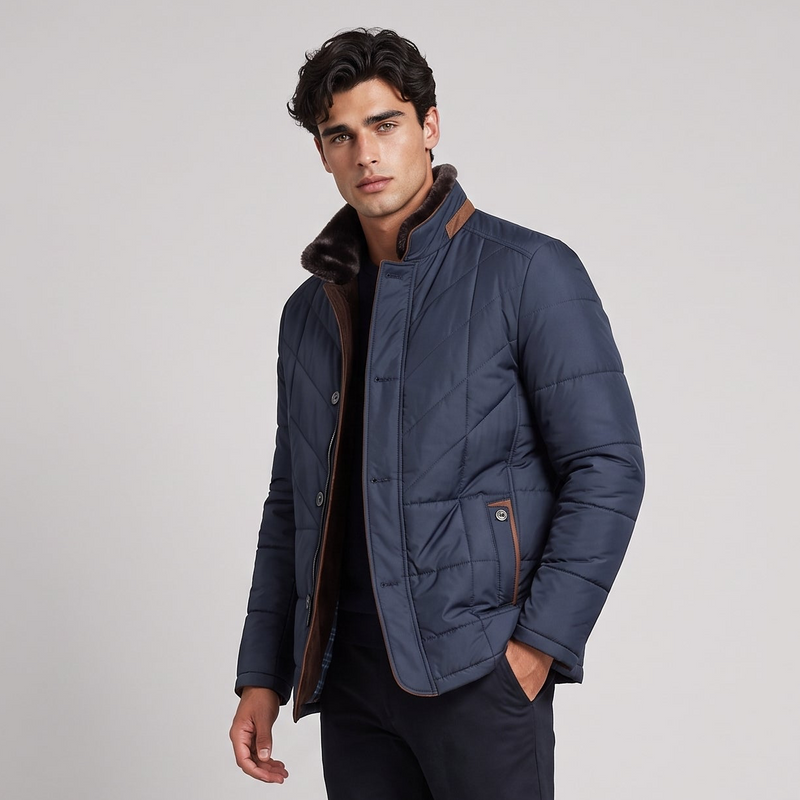Seymour | Men's Fur Collar Quilted Puffer Jacket