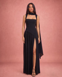 Violet | Satin-Feel Halter Neck Maxi Dress