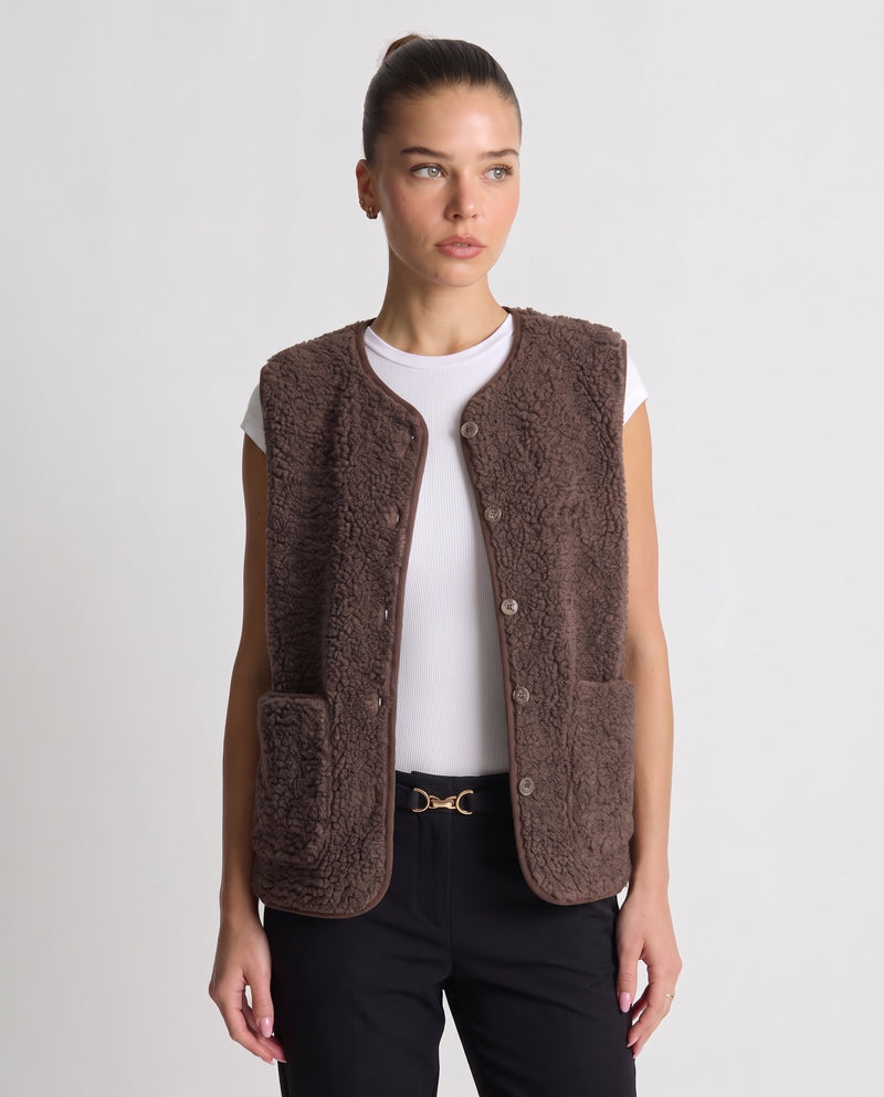 Lucinda | Women's Button Front Fleece Vest