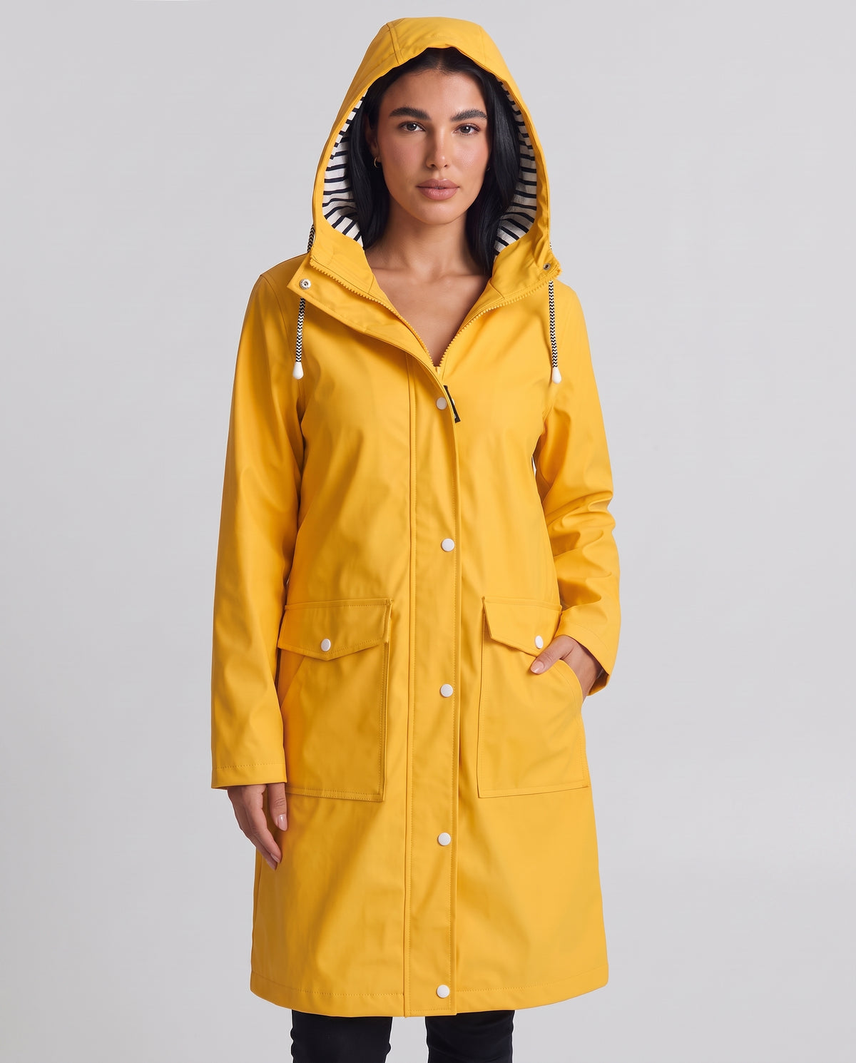 Leonora | Women's Hooded Button-Front Raincoat