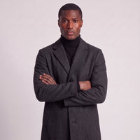 Boone | Men's Brown Wool-Blend Long Coat with Notched Lapel