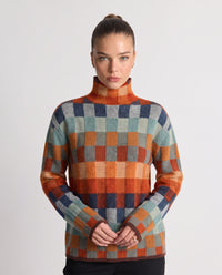 Ernestine | Women's Tricolour Turtleneck Colour Block Jumper
