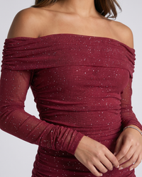 Grace | Sparkle Off-Shoulder Mesh Mini Dress