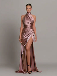 Alethea satin halter maxi dress in Pink
