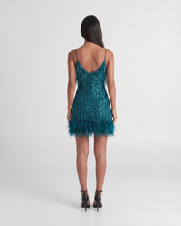 Jeena | Sequin Fringe Feather Mini Dress