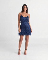 Jeena | Sequin Fringe Feather Mini Dress