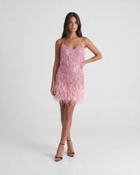 Jeena | Sequin Fringe Feather Mini Dress