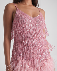 Jeena | Sequin Fringe Feather Mini Dress