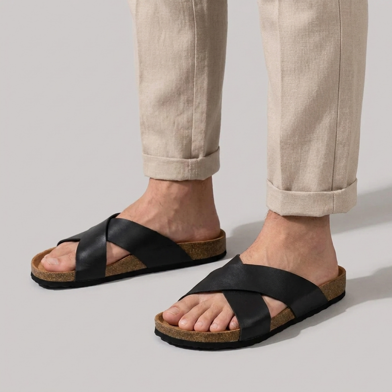 Byron | Men's Cross Strap Slide Sandals