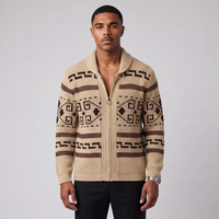 Marlon | Button Up Jacquard Knit Shawl Collar Cardigan