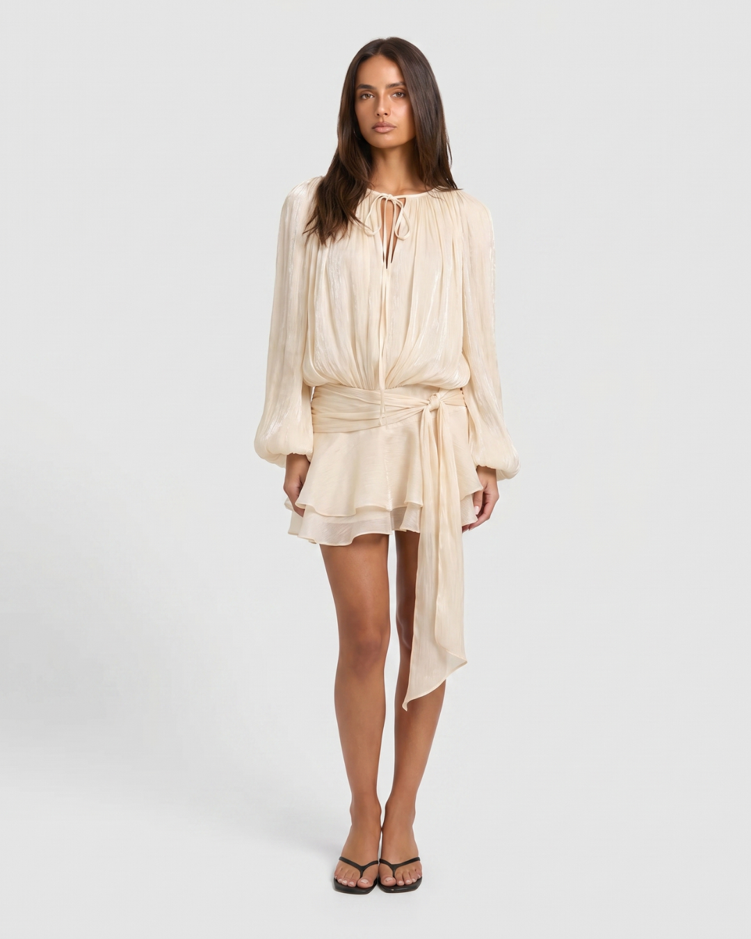 Miora | Pleated Ruched-Hem Mini Dress