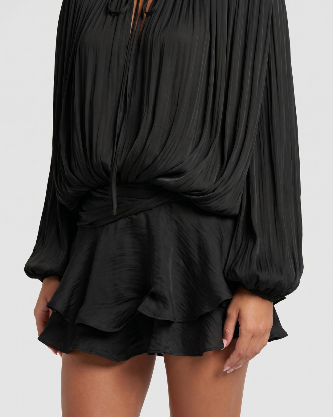 Miora | Pleated Ruched-Hem Mini Dress
