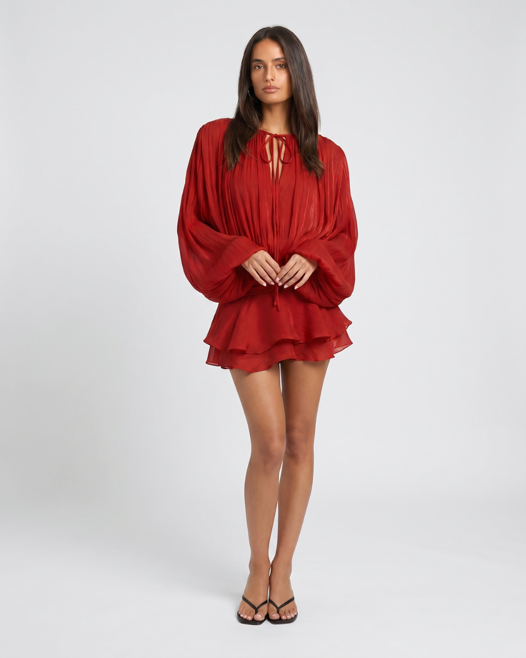 Miora | Pleated Ruched-Hem Mini Dress