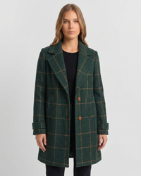 Ffion | Women's Plaid Wool Jacket Green Brown Button Front