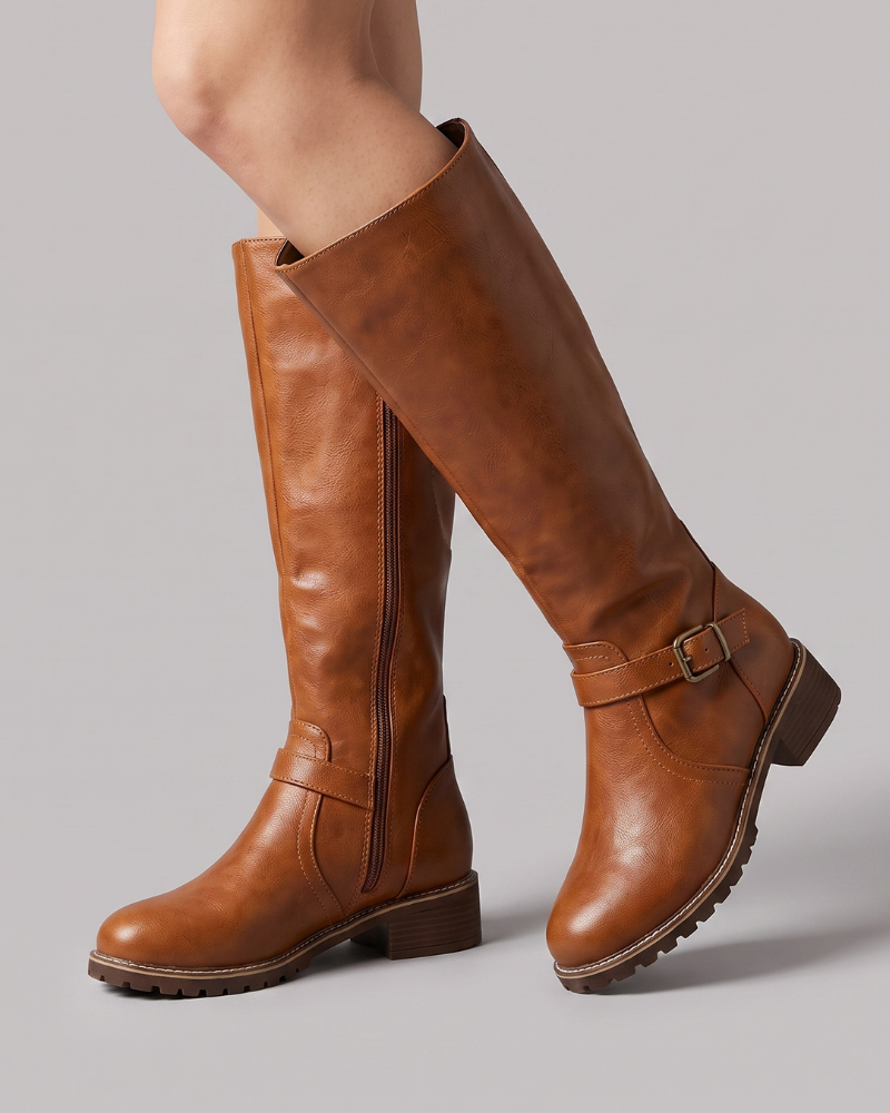 Maeve | Buckle Leather Knee High Boots
