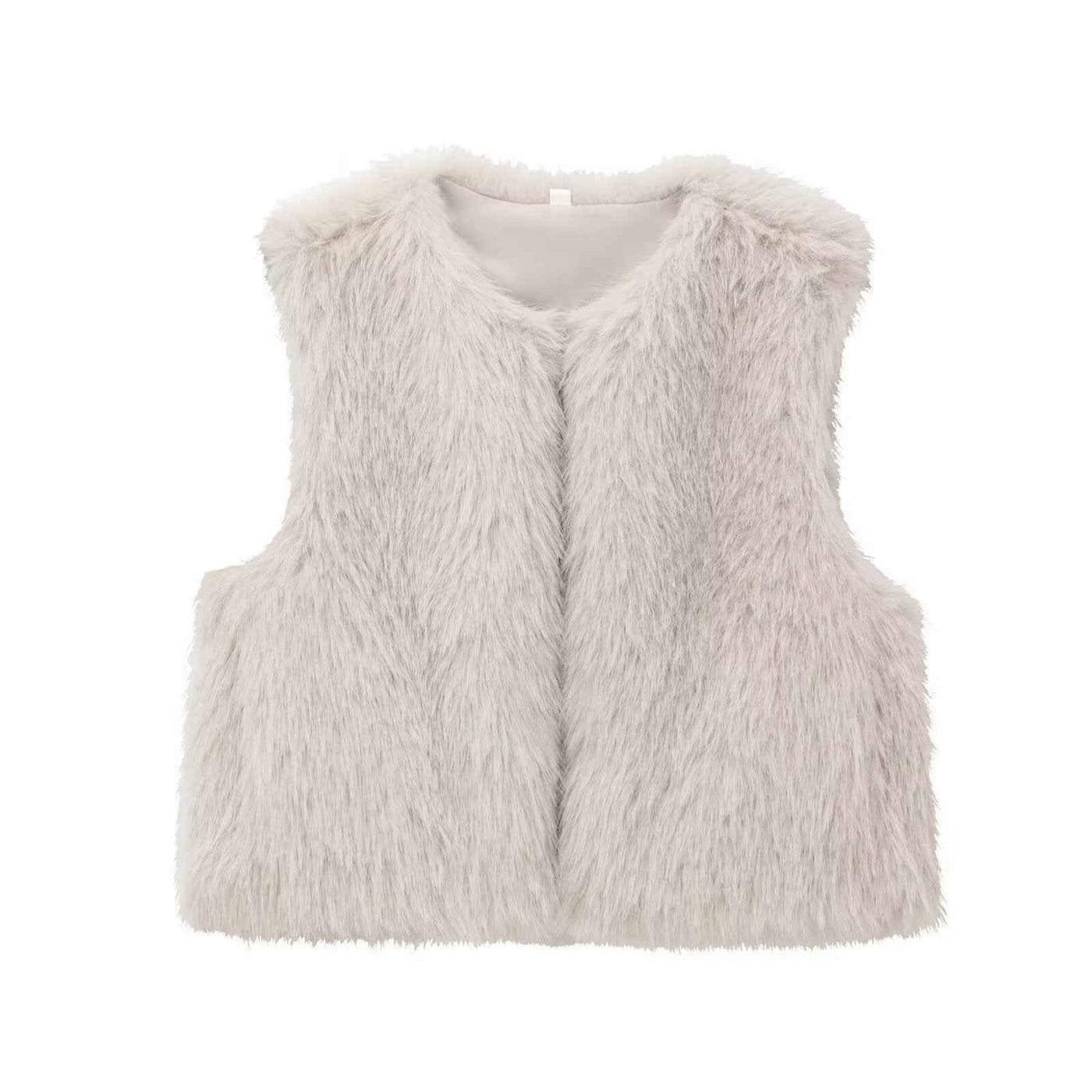 Flora | Faux Fur Gilet Black Sleeveless Fluffy