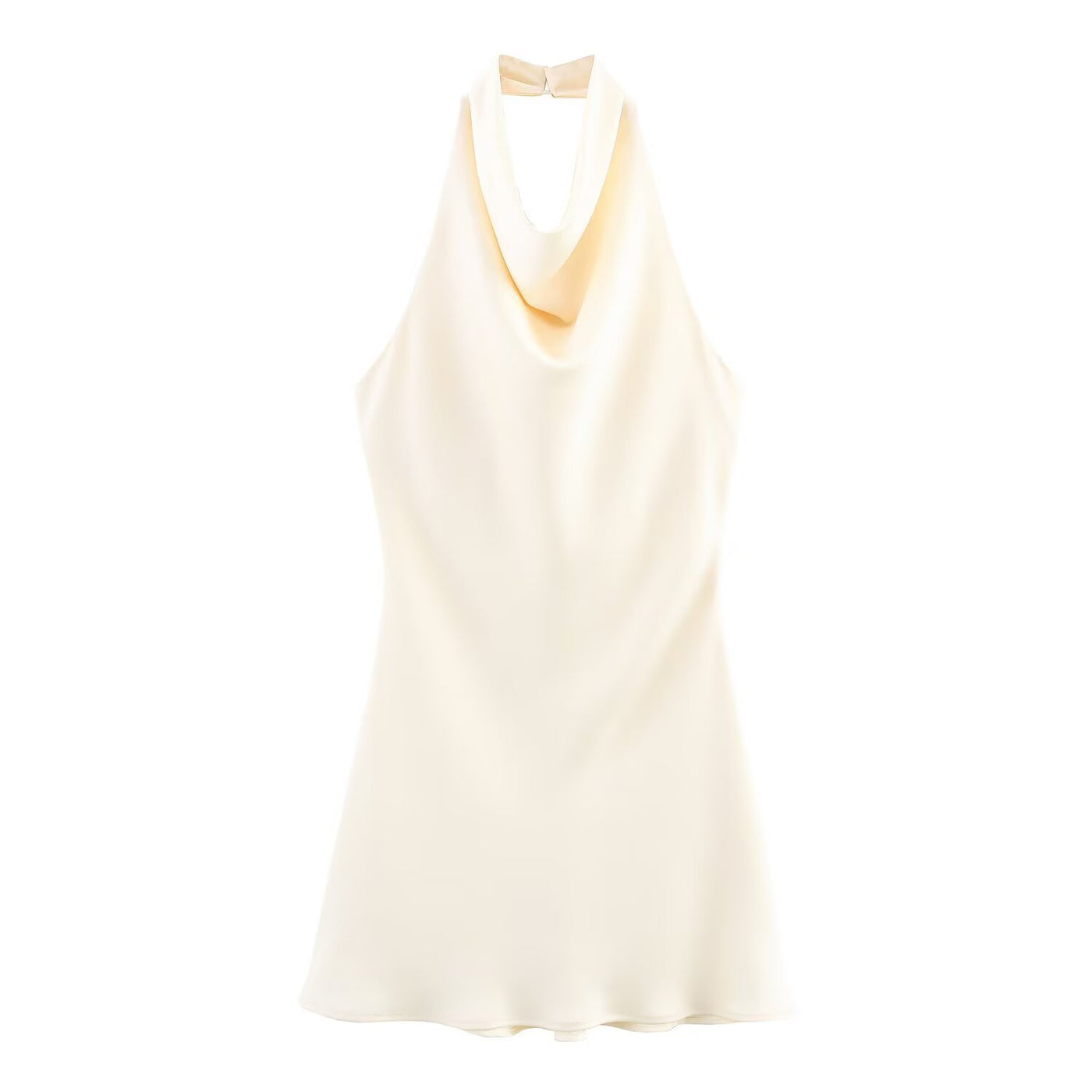 Isla | Cowl Halter Neck Draped Front Silky-Touch Mini Dress