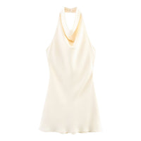 Isla | Cowl Halter Neck Draped Front Silky-Touch Mini Dress