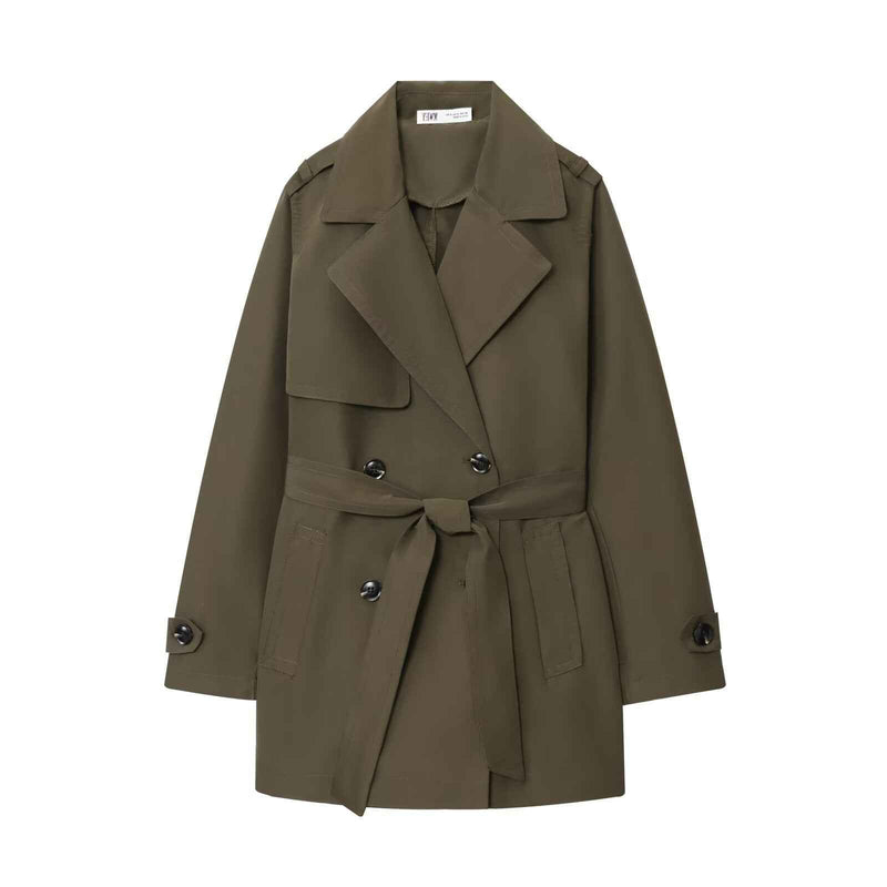 Mira | Casual Belted Trench Jacket Khaki Long