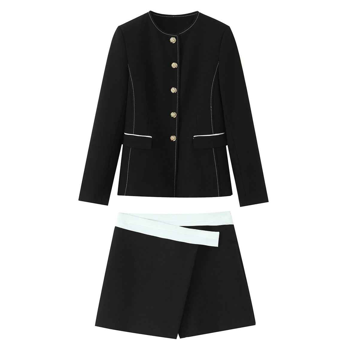 Pippa | Black Co Ord Set Gold Buttons