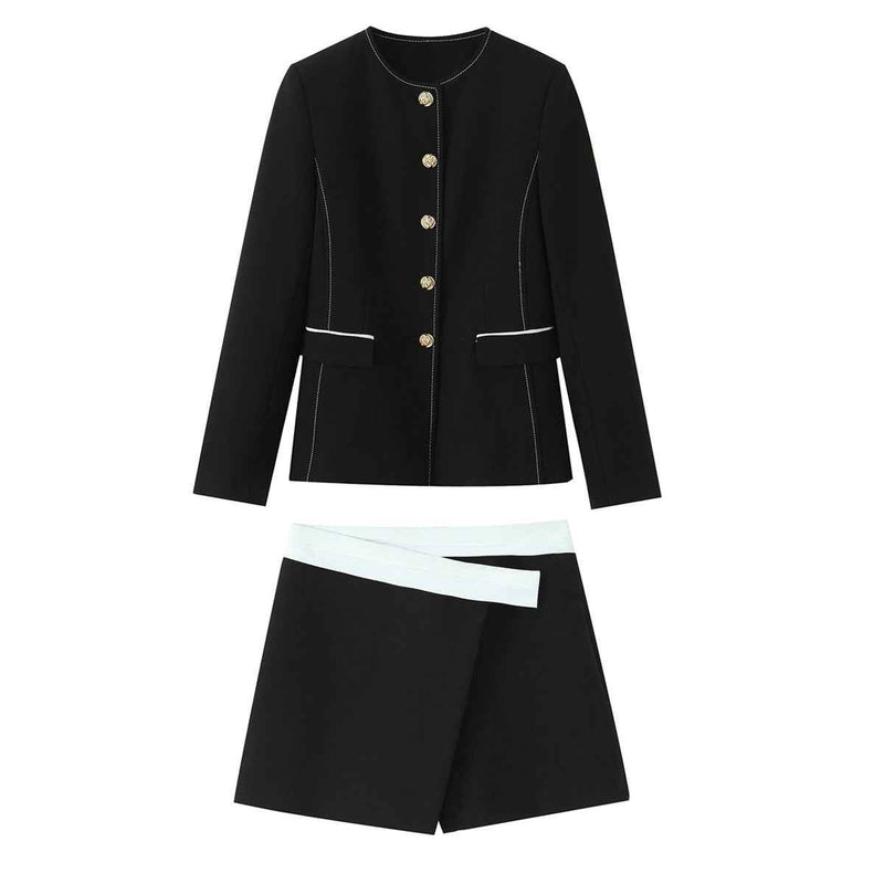 Pippa | Black Co Ord Set Gold Buttons