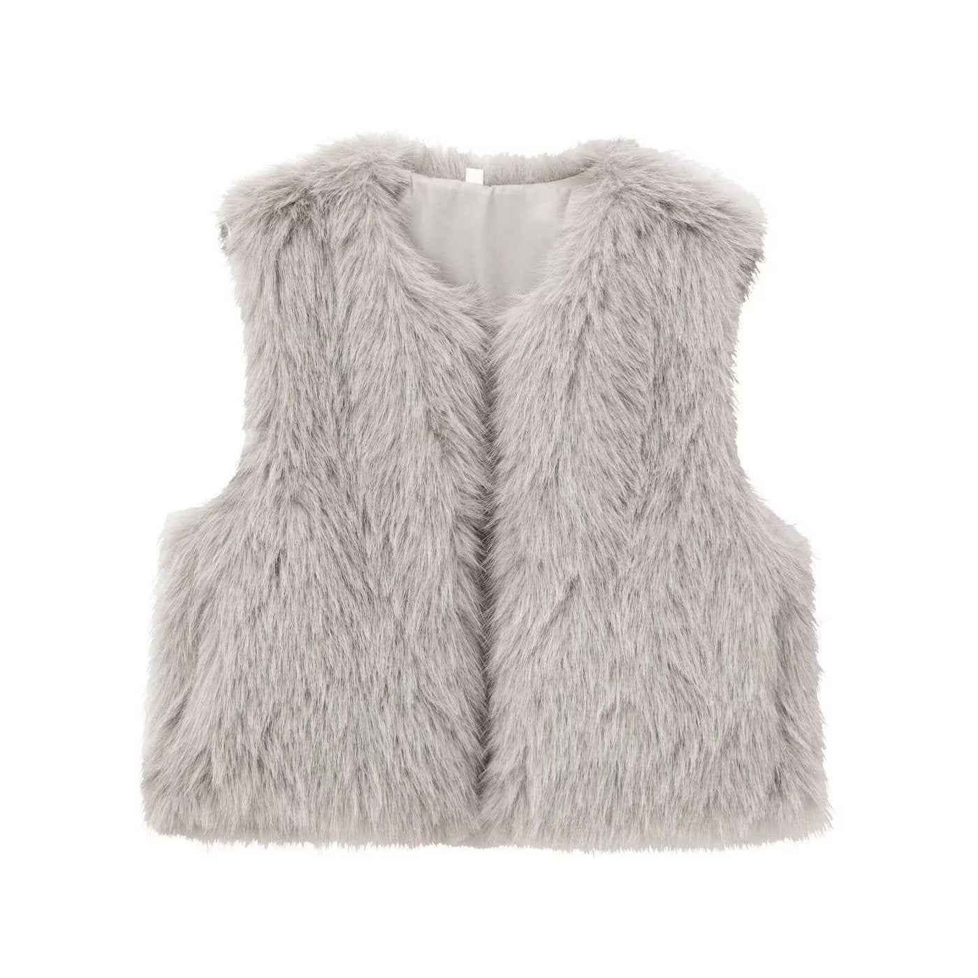 Flora | Faux Fur Gilet Black Sleeveless Fluffy
